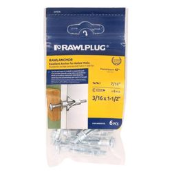 RAWLPLUG 3/16 in. D X 1.5 in. L Steel Phillips Head Hollow Wall Anchors 1 pk