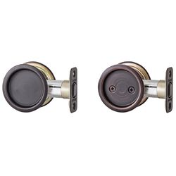 Kwikset Venetian Bronze Metal Indoor Round Pocket Door Lock