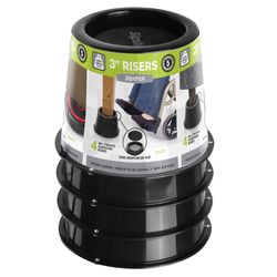 Slipstick Plastic Bed Risers Black Round 5.125 in. W 4 pk