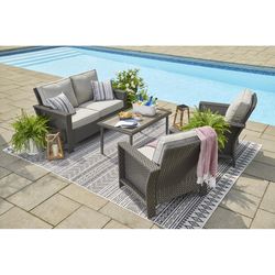 Living Accents Claude Brown Wicker Frame Chair Set