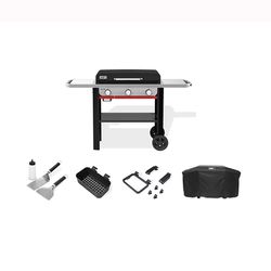 Weber Slate 28 LP Griddle Bundle: Griddle, Cover, Tools, Condiment Holder, Accessory Organizer