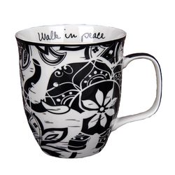 Karma Boho Black/White Ceramic Elephant Mug 3.7 in. D 1 pk