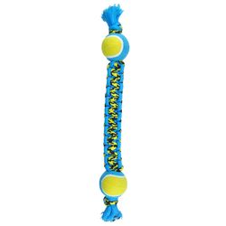 Boss Pet Pet Park Blvd For Dog Yellow Woven Paracord Rope with Tennis Ball Dog Toy 1 pk