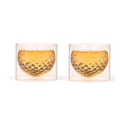 Kikkerland 6 oz Clear/Gold Glass Golf Ball Glass