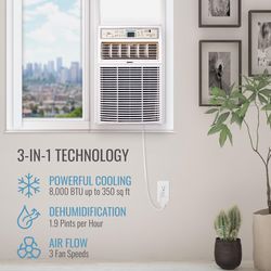 Keystone 8000 BTU 115 V Casement Air Conditioner w/Remote 350 sq ft