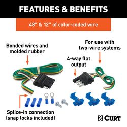 CURT 4 Flat Connector Plug and Socket 48 in.