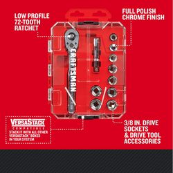 Craftsman 3/8 in. drive SAE 6 Point Socket and Ratchet Set 11 pc