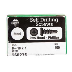 HILLMAN No. 8 Ga. X 1 in. L Phillips Pan Head Self-Drilling Screws 100 pk