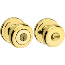 Kwikset Juno Signature Series Traditional Polished Brass Entry Door Knob KW1 1-3/4 in.
