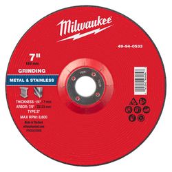 Milwaukee 7 in. D X 7/8 in. X 1/4 in. thick Metal Grinding Wheel