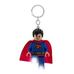 LEGO DC Metal/Plastic Blue/Red Superman Keychain w/LED Light