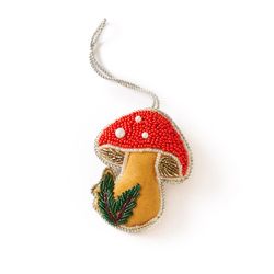 Matr Boomie Mushroom Plush Beaded Ornament 1 each 2.5 in.