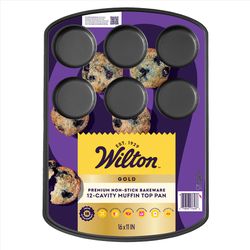 Wilton Gold 11 in. W X 16 in. L 12 Cavity Muffin Top Muffin Pan Black 1 pc