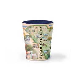 Xplorer Maps 1.5 oz Multicolored Ceramic South Carolina Shot Glass