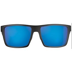 Flying Fisherman Swirl Sunglasses Unisex Matte Black Frame Smoke Blue Mirror Lens Polarized