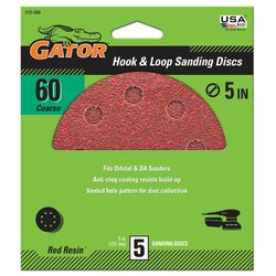 Gator 5 in. Aluminum Oxide Hook and Loop Sanding Disc 60 Grit Coarse 5 pk