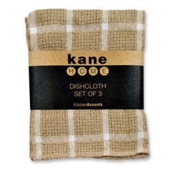 Kane Home Sand Polyester Woven Plaid Dish Cloth 3 pk