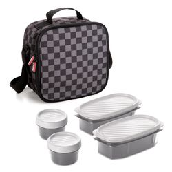 Superio Brand Grey Lunch Bag with Food Containers 1 pk