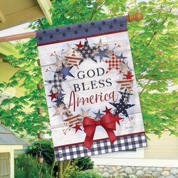 Briarwood Lane American Wreath Rustic House Flag 28 in. W X 40 in. L