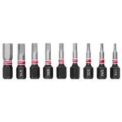 Milwaukee Shockwave Hex Assorted X 1 in. L Impact Insert Bit Set Steel 9 pc