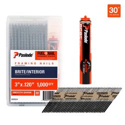 Paslode 3 in. L Angled Strip Brite Fuel and Nail Kit 30 deg 1000 pk