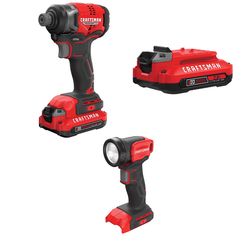 CRAFTSMAN V20 BRUSHLESS RP Impact Driver Kit with V20 2.0 Ah Battery with V20 Work Light