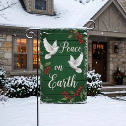 Briarwood Lane Peace on Earth Wreath Garden Flag 18 in. H X 12.5 in. W