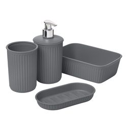 Superio Brand Grey Plastic Bath Accessory Set