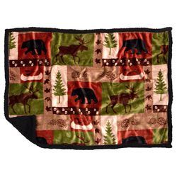 Carstens Inc Multicolored Sherpa Patchwork Lodge Blanket 20 in. W X 30 in. L
