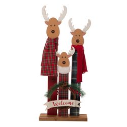 Glitzhome Multicolored Deer Family Welcome Indoor Christmas Decor 35.43 in.