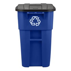 Rubbermaid Brute 50 gal Blue Plastic Wheeled Recycling Bin Lid Included