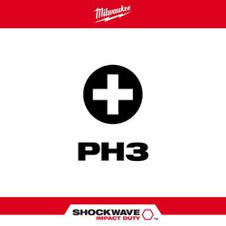 Milwaukee Shockwave Phillips #3 X 1 in. L Screwdriver Bit Steel 5 pc