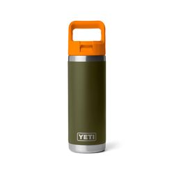 YETI Rambler 18 oz King Crab Orange/Olive BPA Free Bottle with Straw Cap