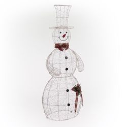Alpine LED Gold Wire Snowman 71 in. Yard Decor