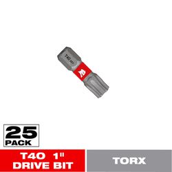 Diablo Torx #40 X 1 in. L Driver Bit Black Oxide 25 pc