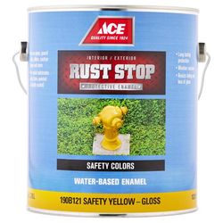 Ace Rust Stop Indoor and Outdoor Gloss Safety Yellow Water-Based Enamel Rust Prevention Paint 1 gal