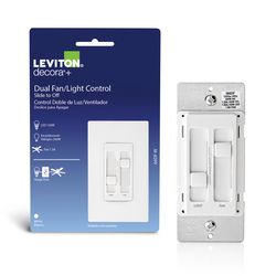 Leviton Decora SureSlide White Fan/LED Dimmer Slide Switch 1 pk
