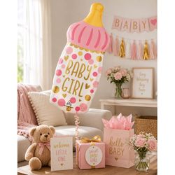 Anagram Balloons Gril Baby Bottle Foil Balloon 1 pk