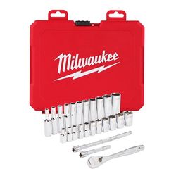 Milwaukee 1/4 in. drive SAE Mechanics Ratchet and Socket Set 90 teeth