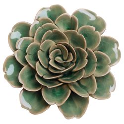 Chive English Garden 1.6 in. H X 3.5 in. L Glazed Pastel Green Ceramic Rose Wall Flower