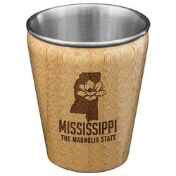 Totally Bamboo 2 oz Brown/Silver Stainless Steel/Wood Mississippi Shot Glass