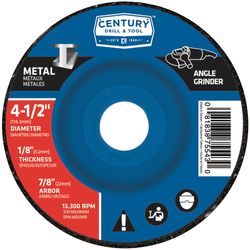 Century Drill & Tool 4-1/2 in. D X 7/8 in. X 1/8 in. thick Metal Grinding Wheel 1 pc