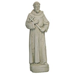 Athens Stonecasting Concrete Stone 25 in. St. Francis Holding Cross Statue