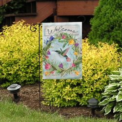 Briarwood Lane Hummingbird Wreath Garden Flag 12.5 in. W X 18 in. L