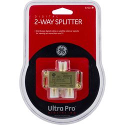 GE Utra Pro F-Connector RG6 2 Way Signal Splitter 1 pk
