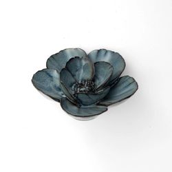Chive France 2 in. H X 4 in. L Glazed Blue Grey Ceramic Lotus Wall Flower