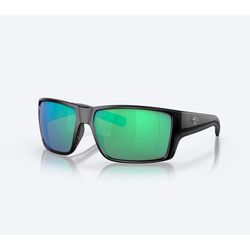 Costa Reefton Pro Sunglasses Men's Matte Black Frame Green Mirror 580G Lens Polarized