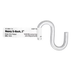 Hampton Small Zinc-Plated Silver Steel 2 in. L S-Hook 150 lb 1 pk