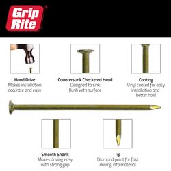 Grip-Rite 16D 3-1/4 in. Sinker Coated Steel Nail Countersunk Head 50 lb