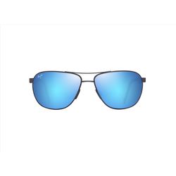 Maui Jim Castles Sunglasses Unisex Matte Dark Ruthenium w/Black Frame Blue Hawaii Lens Polarized
